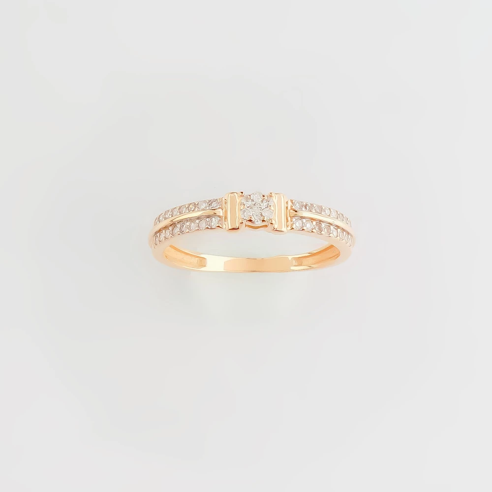 Кольцо с бриллиантом из красного золота 585 пробы