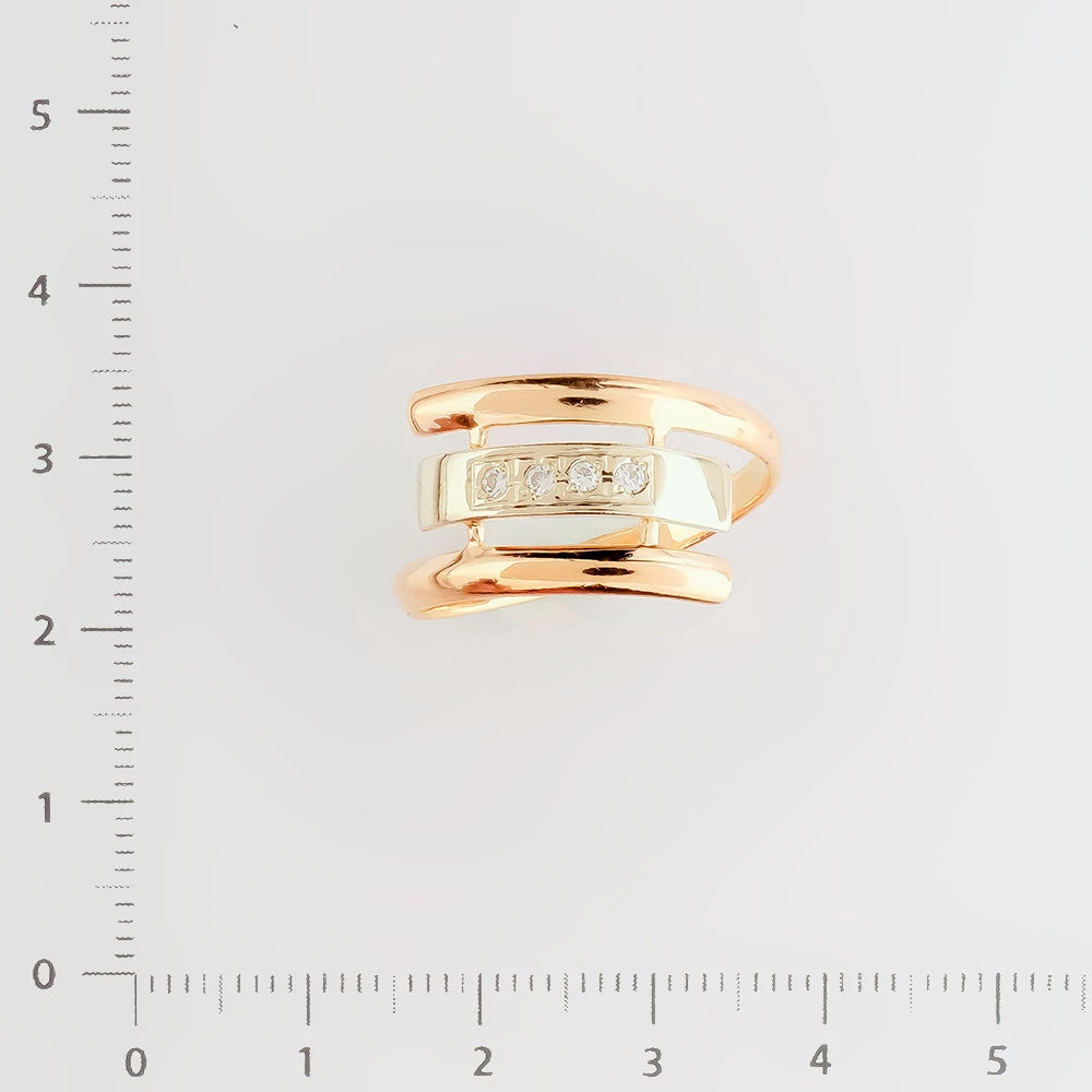 Кольцо с фианитом из красного золота 585 пробы