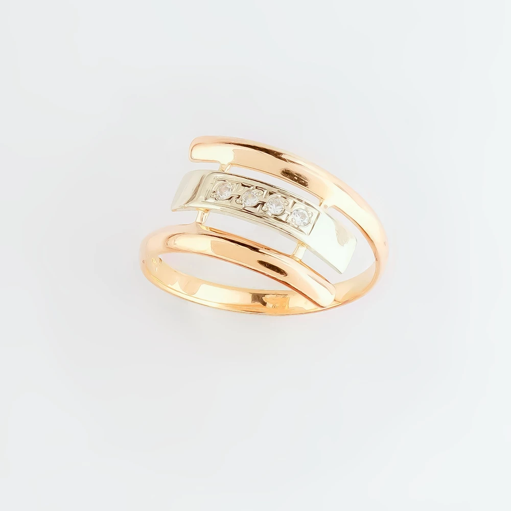 Кольцо с фианитом из красного золота 585 пробы