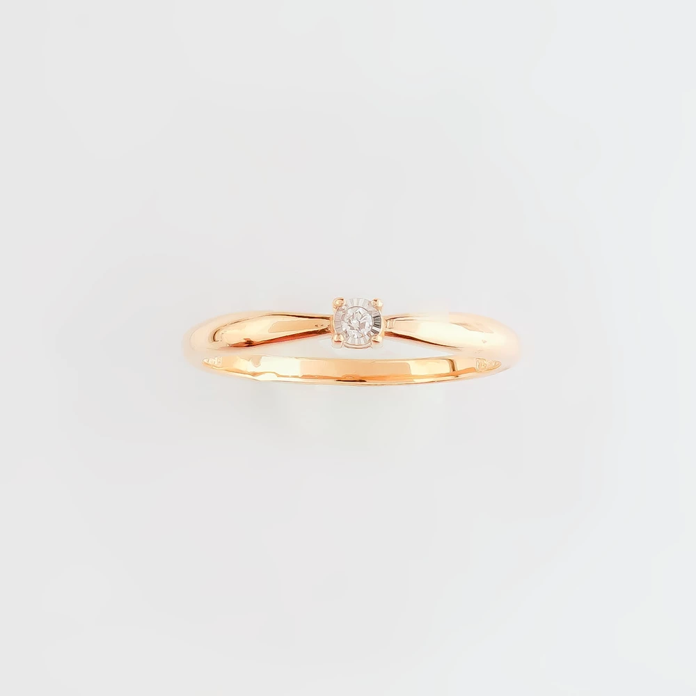 Кольцо с бриллиантом из красного золота 585 пробы