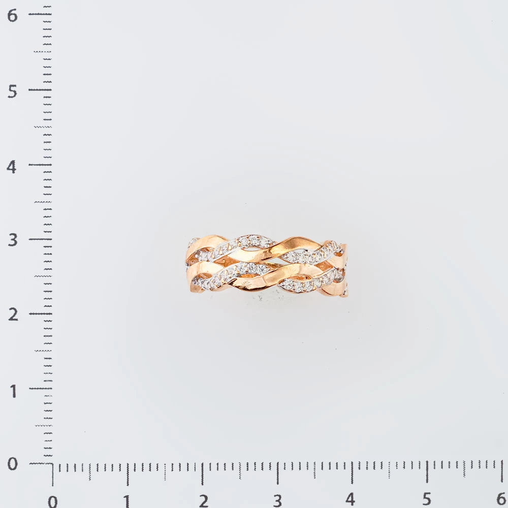 Кольцо с фианитом из красного золота 585 пробы