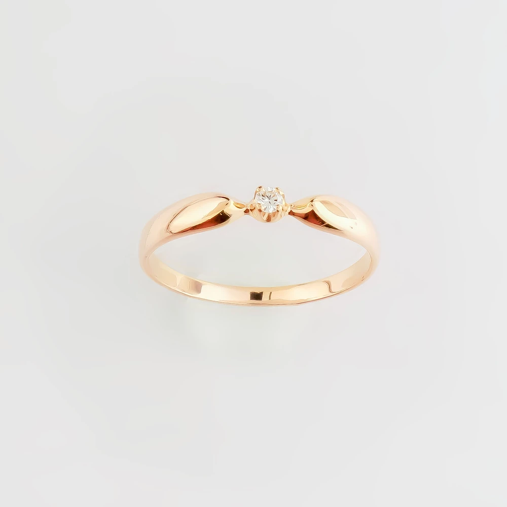 Кольцо с бриллиантом из красного золота 585 пробы