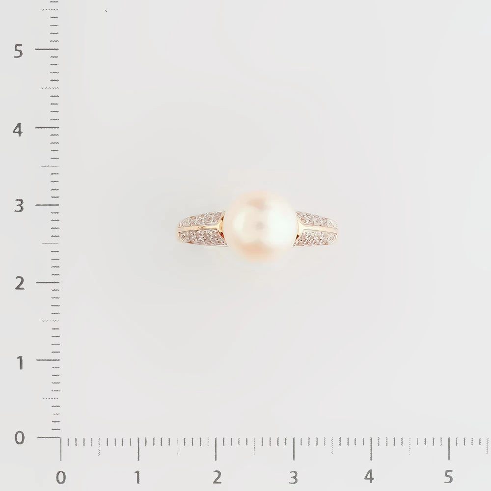 Кольцо с культивированным жемчугом из красного золота 585 пробы