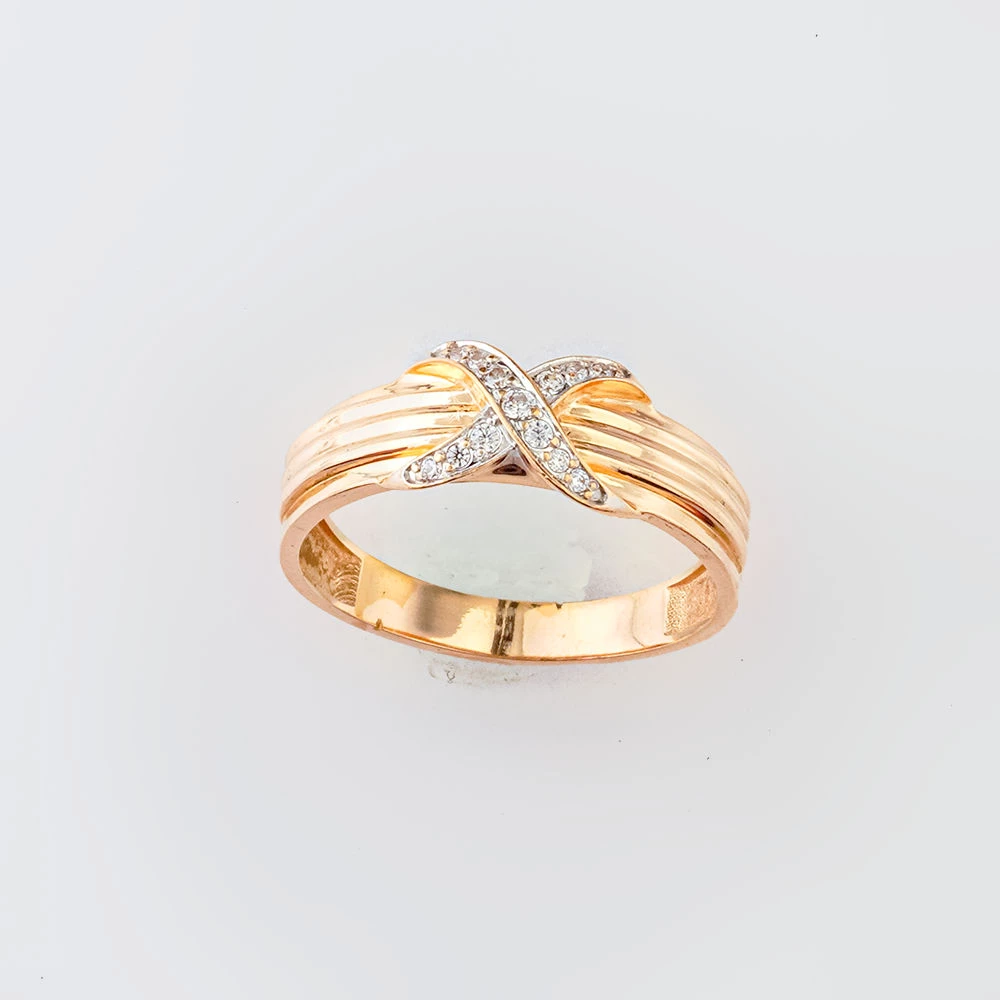 Кольцо с фианитом из красного золота 585 пробы