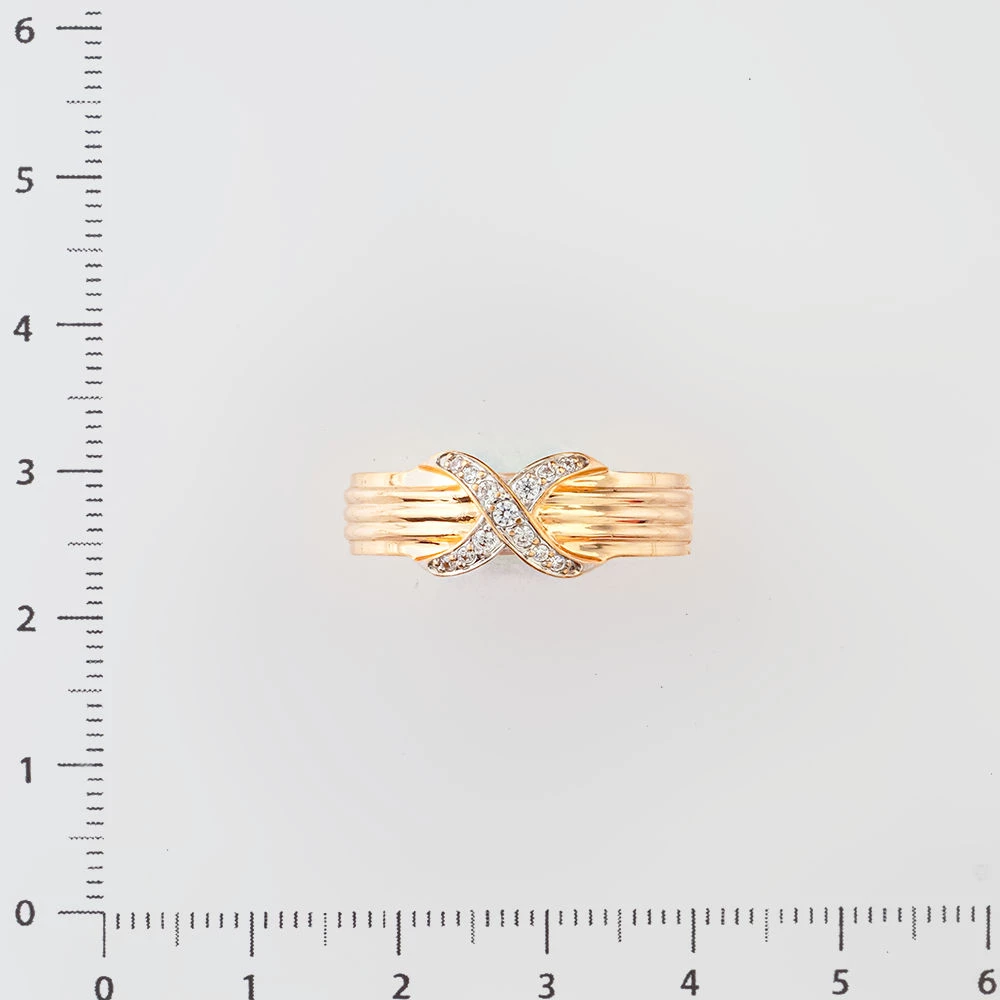 Кольцо с фианитом из красного золота 585 пробы