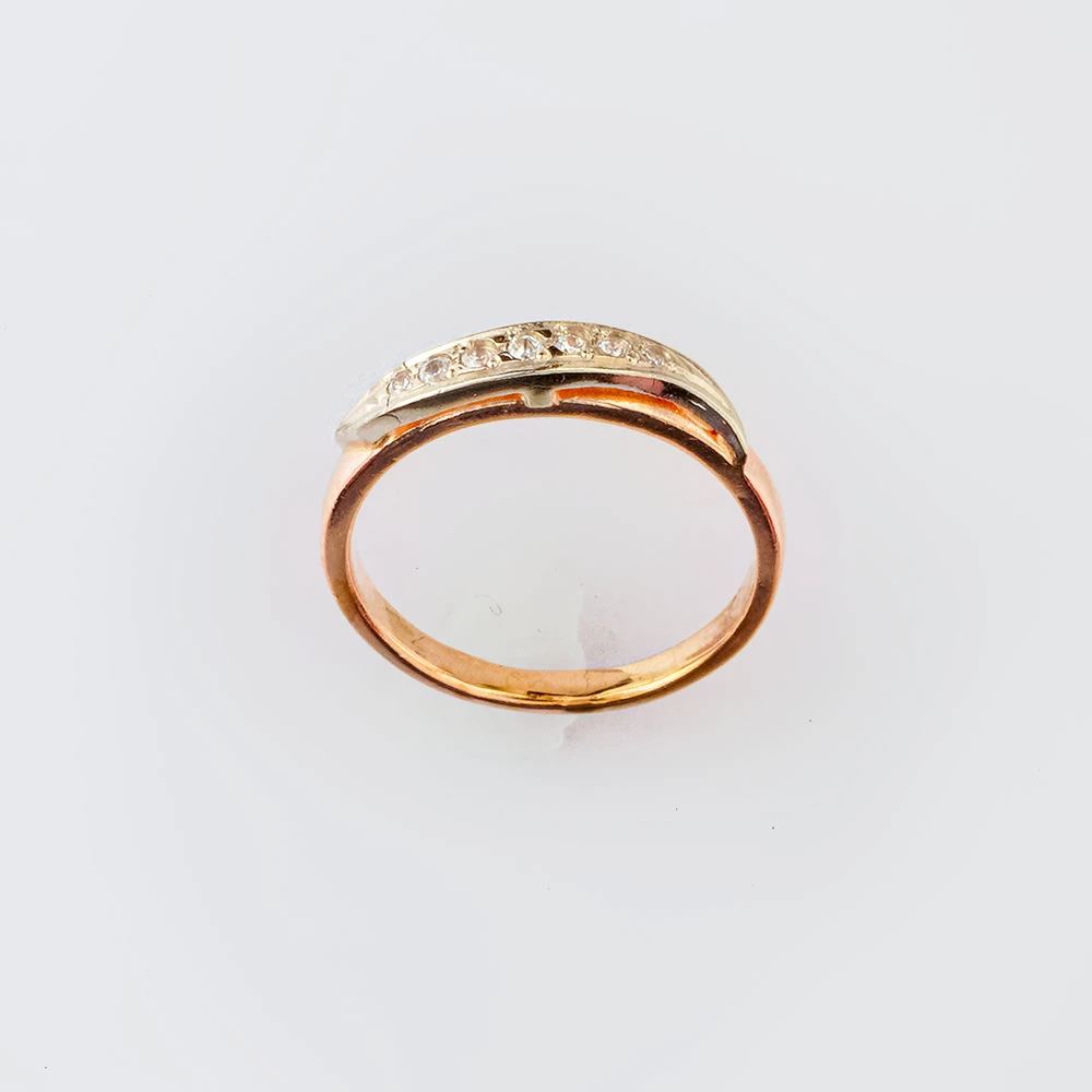 Кольцо с фианитом из красного золота 585 пробы