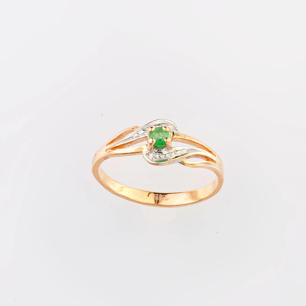 Кольцо с изумрудом из красного золота 585 пробы