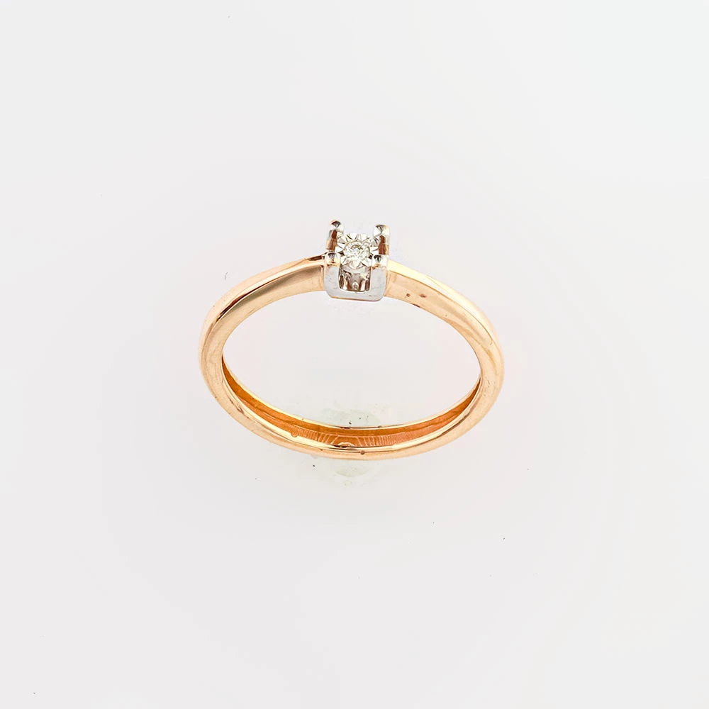 Кольцо с бриллиантом из красного золота 585 пробы