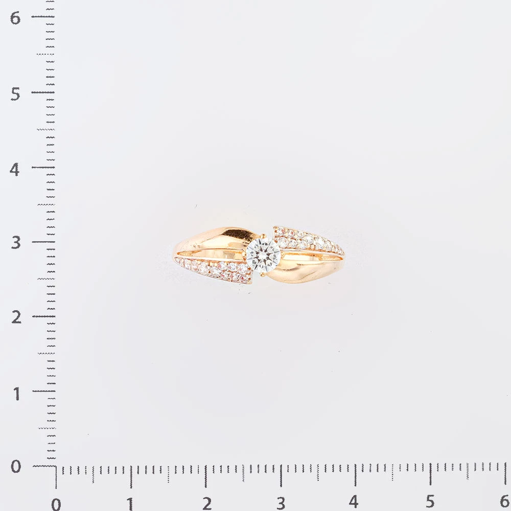 Кольцо с фианитом из красного золота 585 пробы