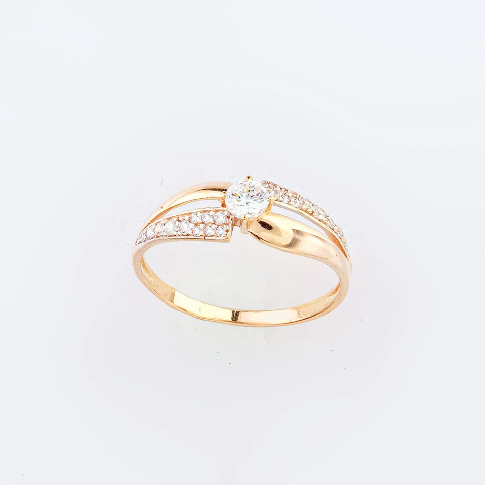 Кольцо с фианитом из красного золота 585 пробы