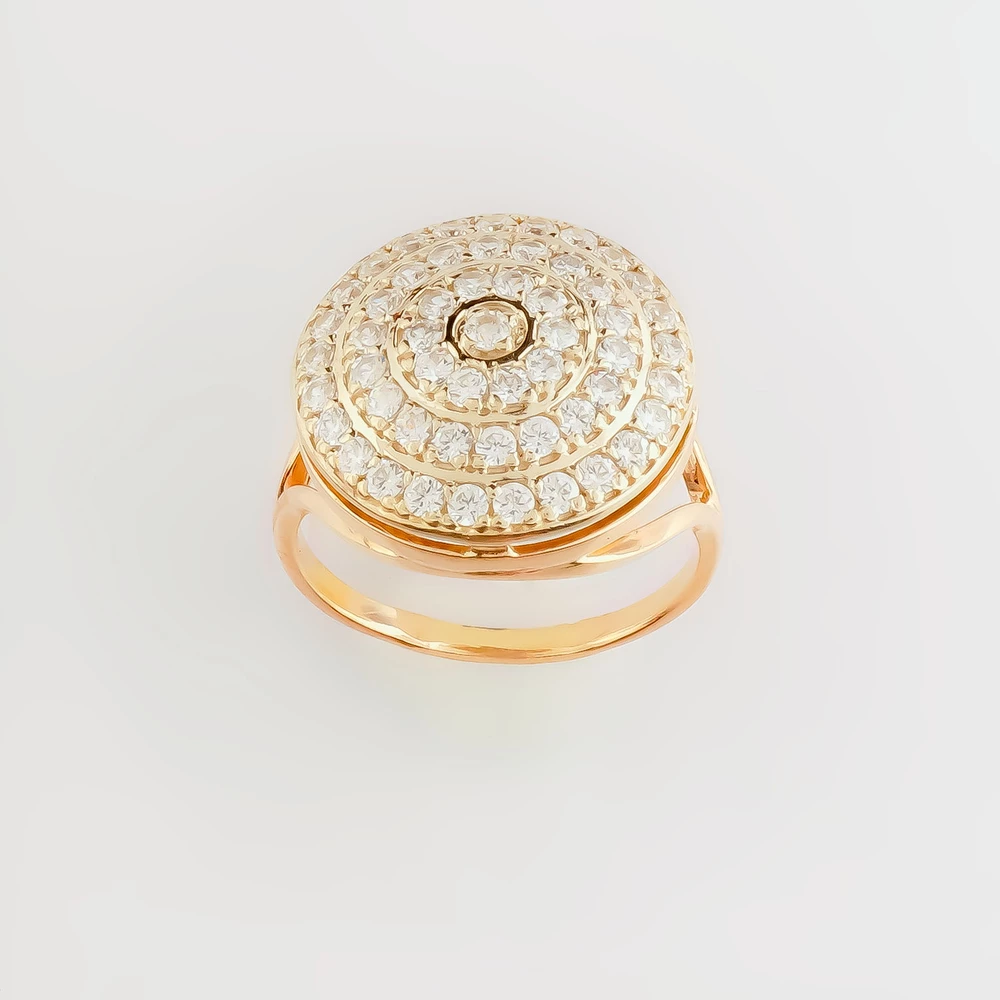 Кольцо с фианитом из красного золота 585 пробы