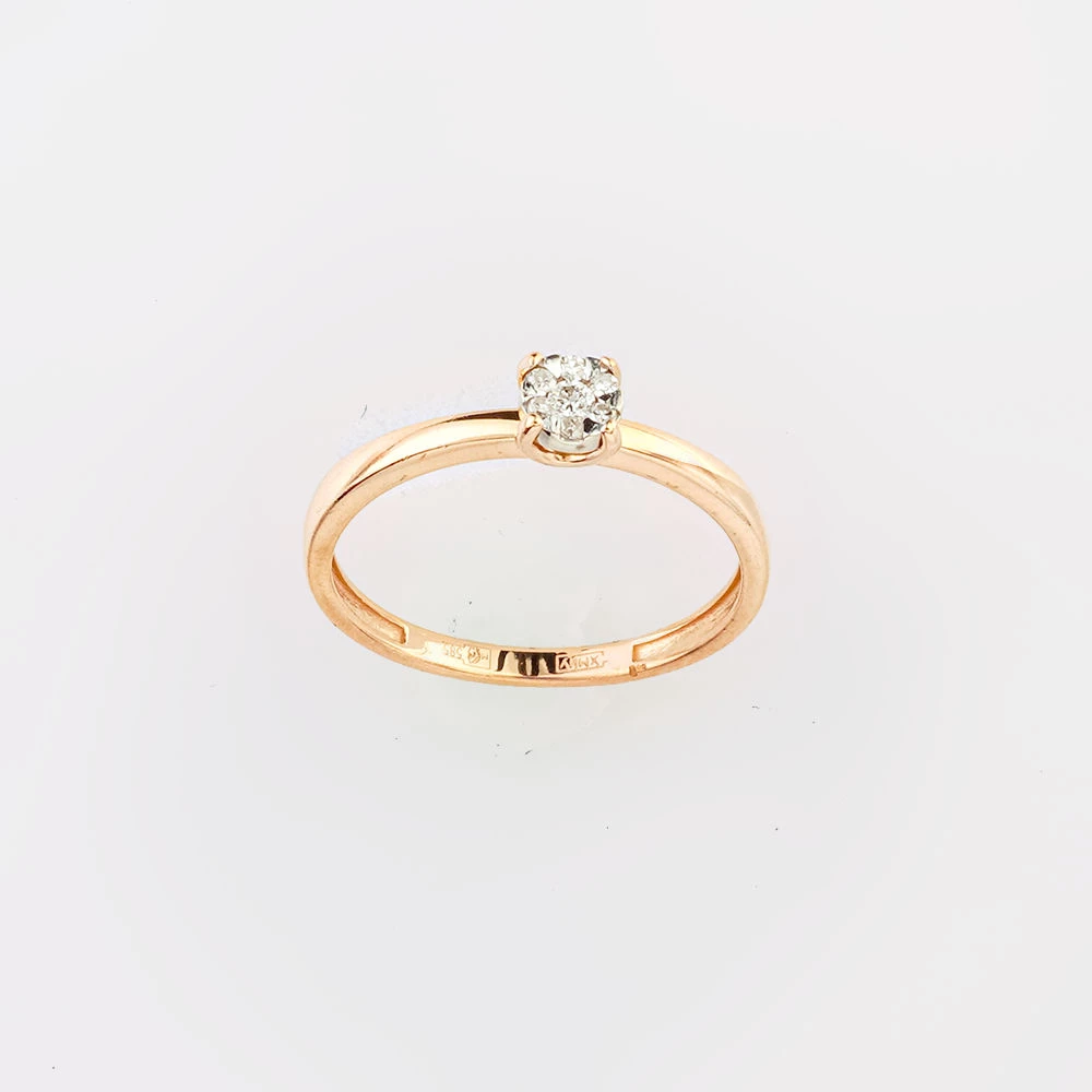 Кольцо с бриллиантом из красного золота 585 пробы