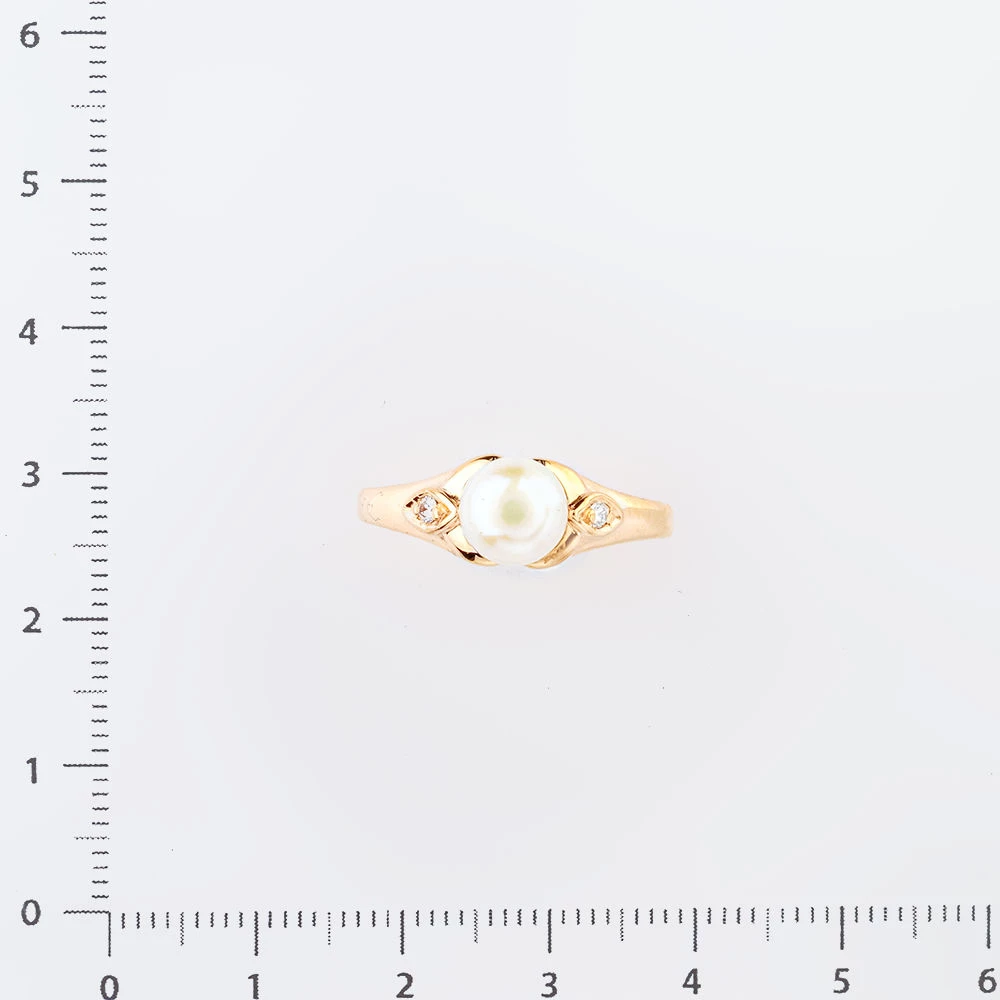 Кольцо с культивированным жемчугом из красного золота 585 пробы