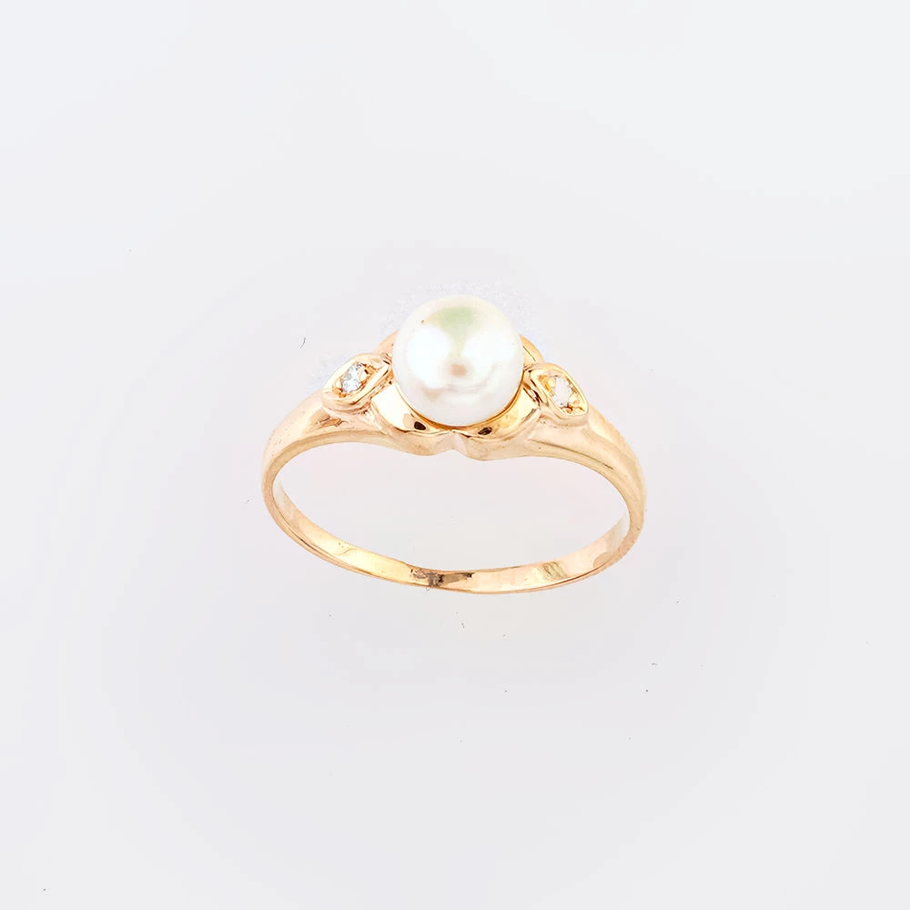 Кольцо с культивированным жемчугом из красного золота 585 пробы