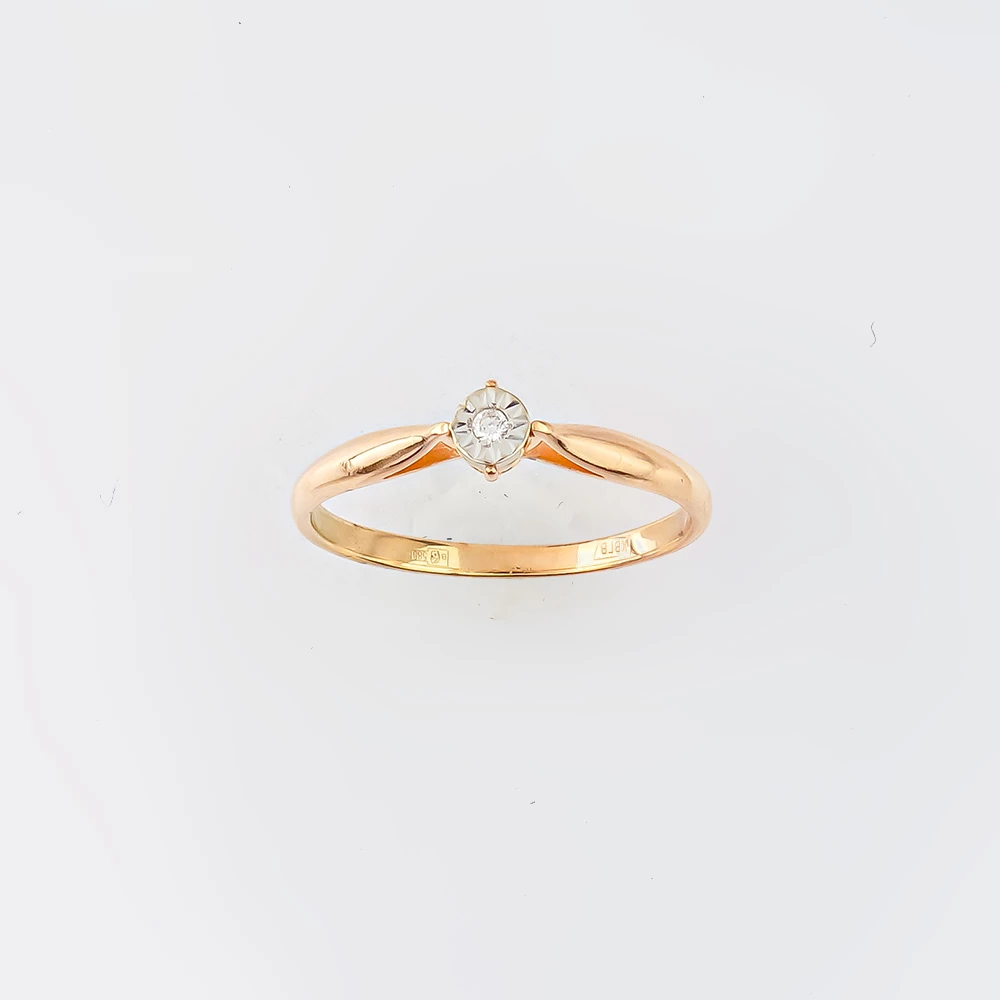 Кольцо с бриллиантом из красного золота 585 пробы