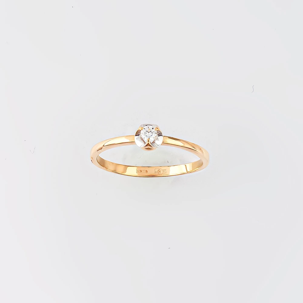 Кольцо с бриллиантом из красного золота 585 пробы