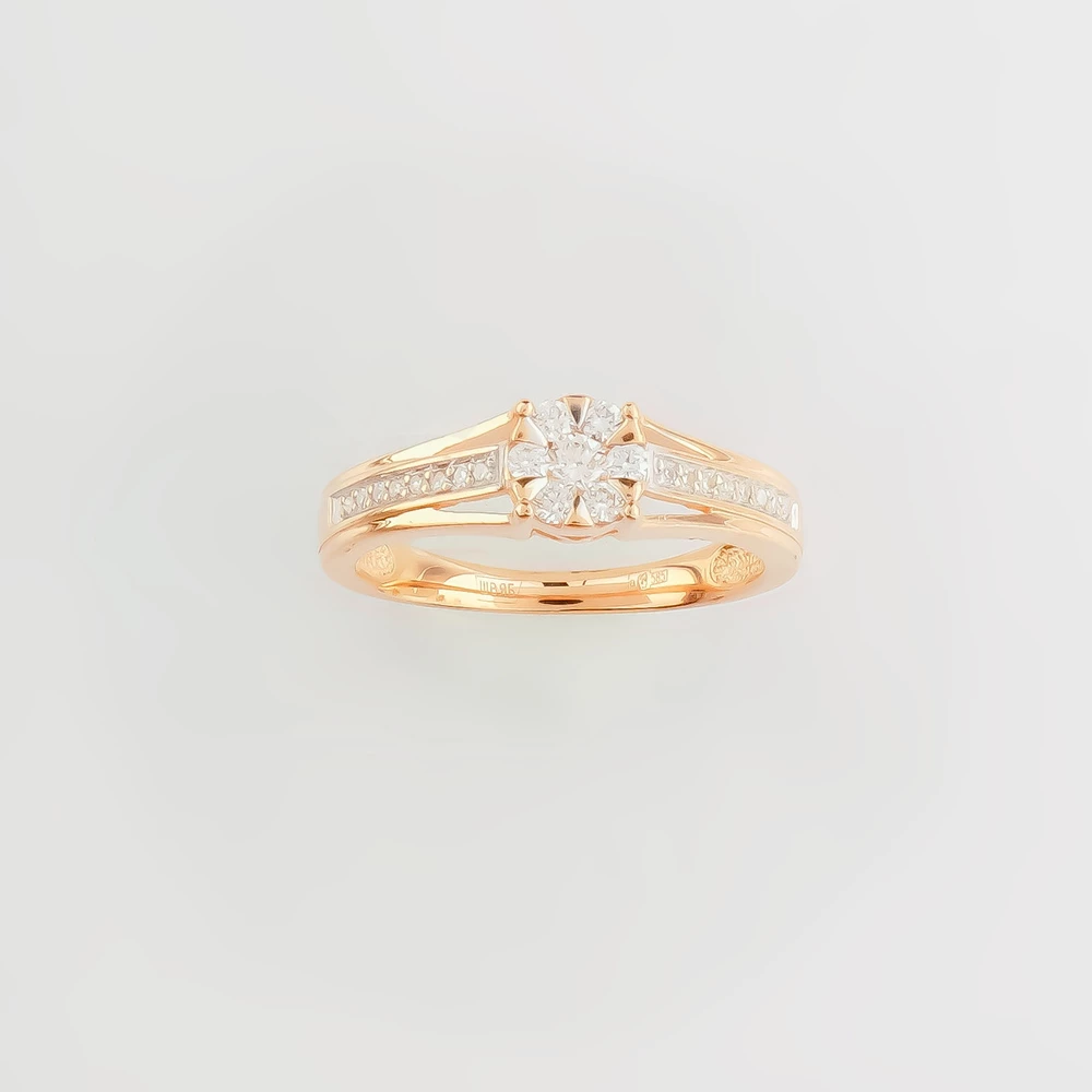 Кольцо с бриллиантом из красного золота 585 пробы