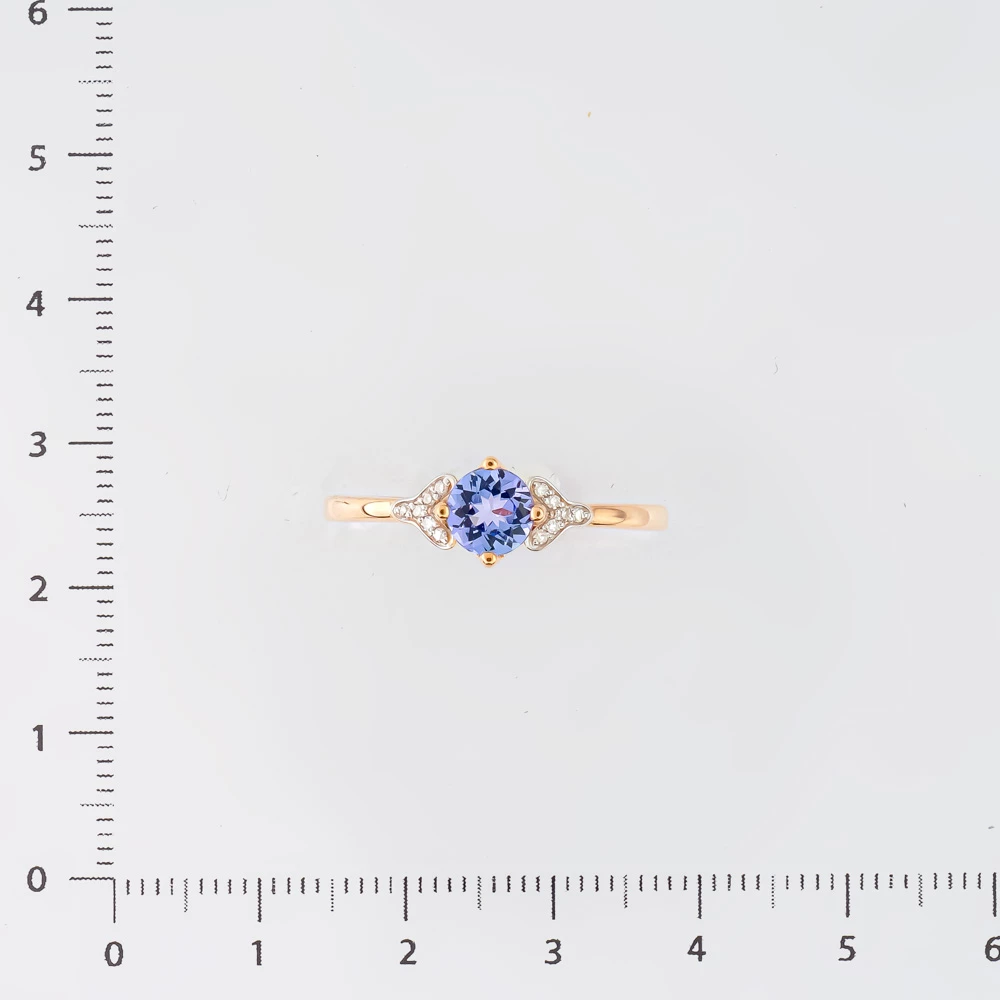 Кольцо с танзанитом из красного золота 585 пробы