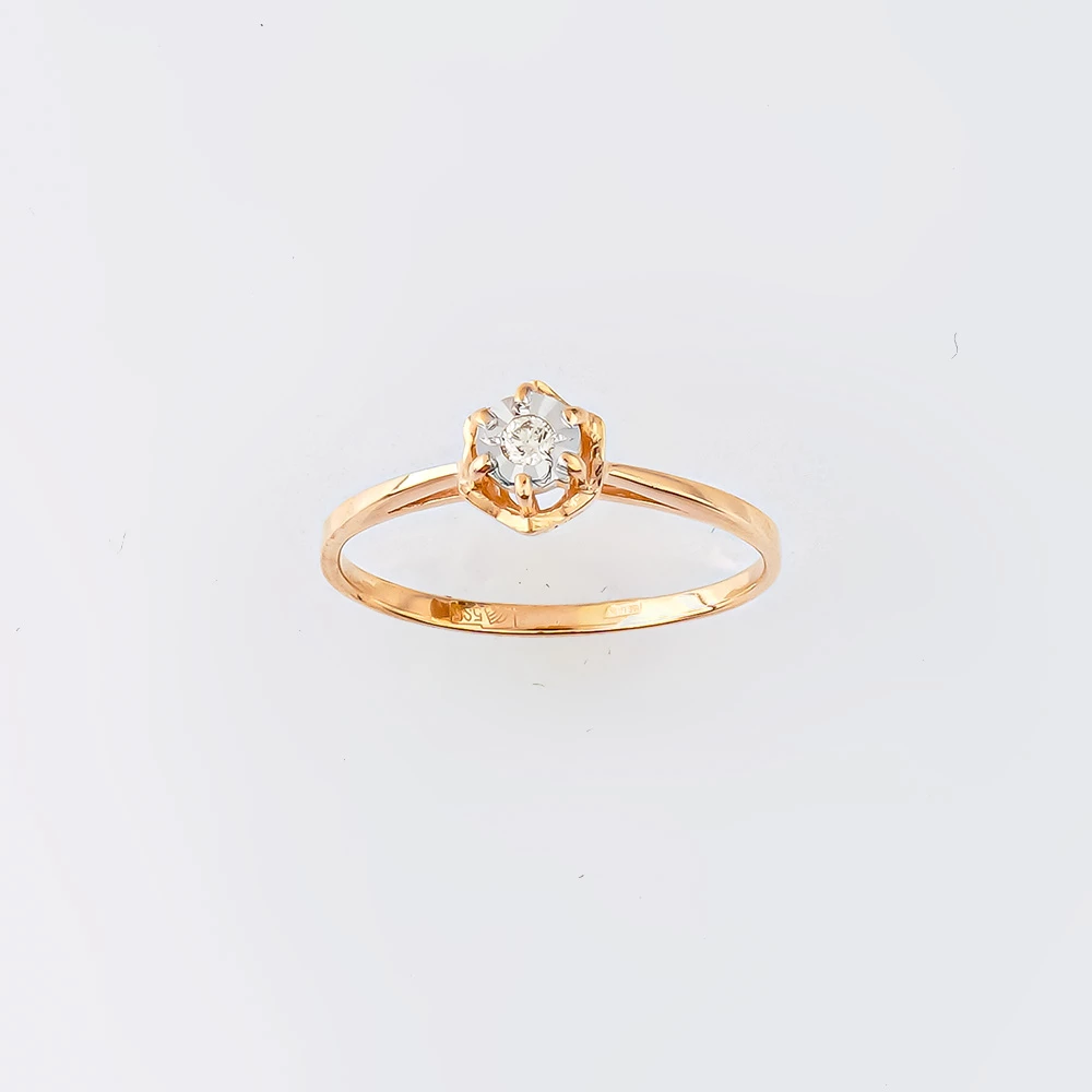 Кольцо с бриллиантом из красного золота 585 пробы