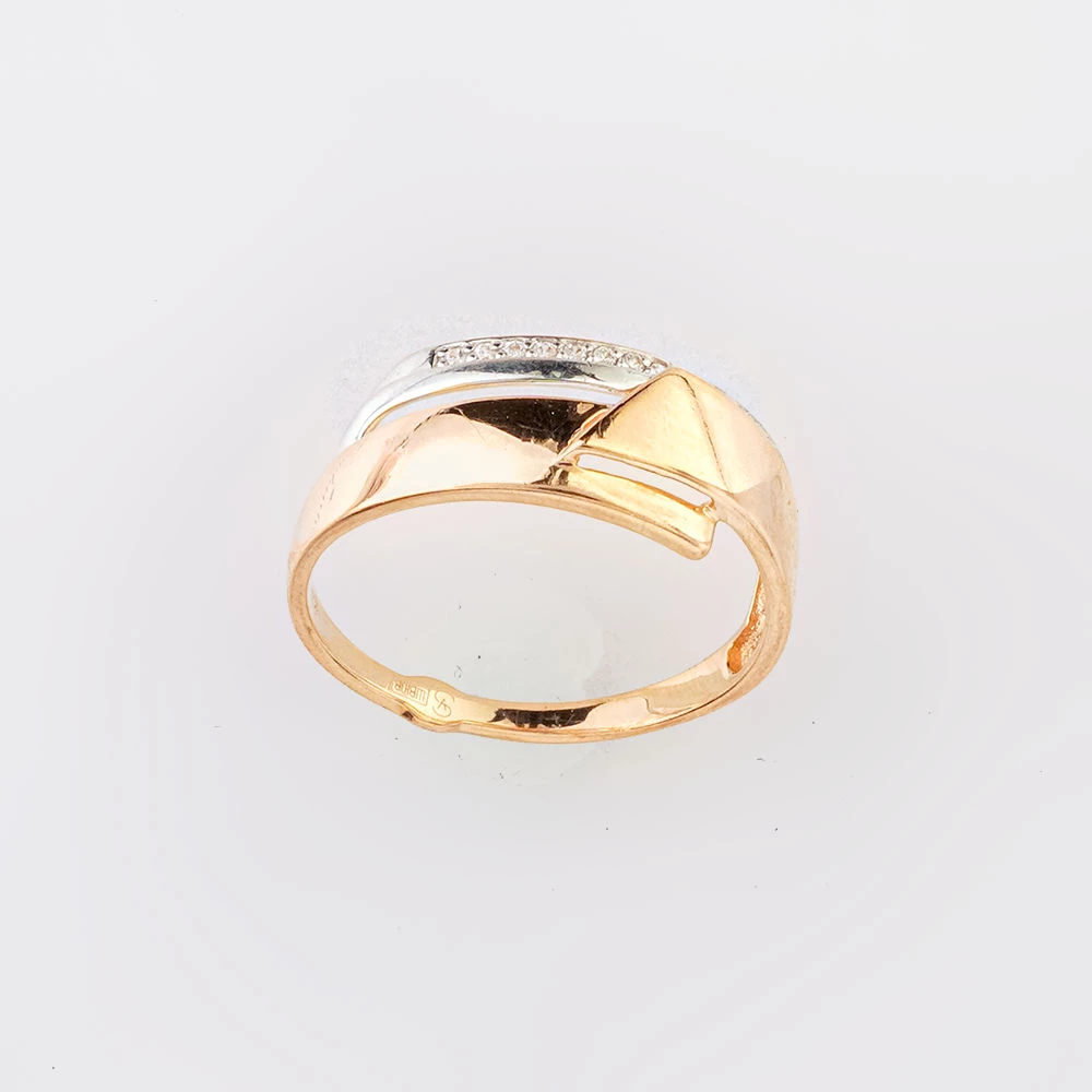 Кольцо с фианитом из красного золота 585 пробы