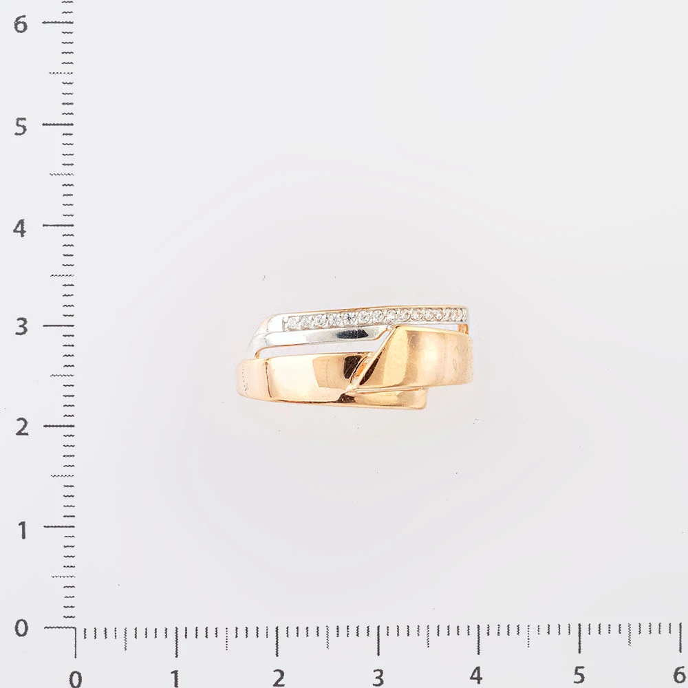 Кольцо с фианитом из красного золота 585 пробы