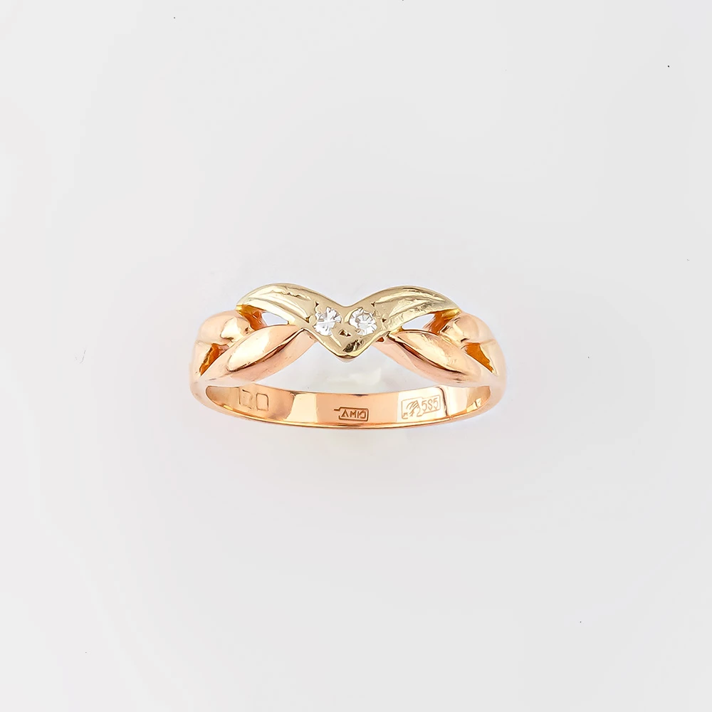 Кольцо с бриллиантом из красного золота 585 пробы