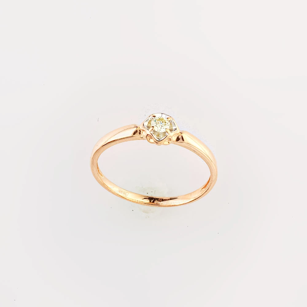 Кольцо с бриллиантом из красного золота 585 пробы