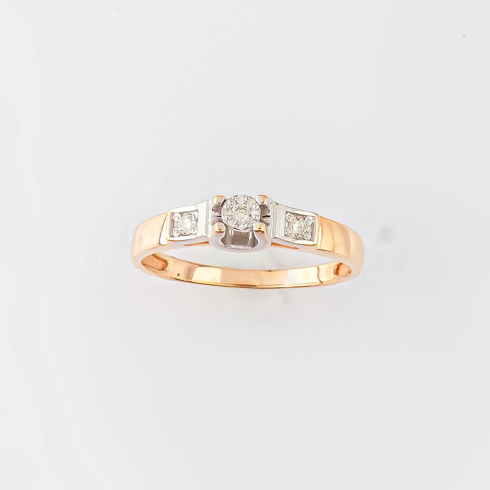 Кольцо с бриллиантом из красного золота 585 пробы