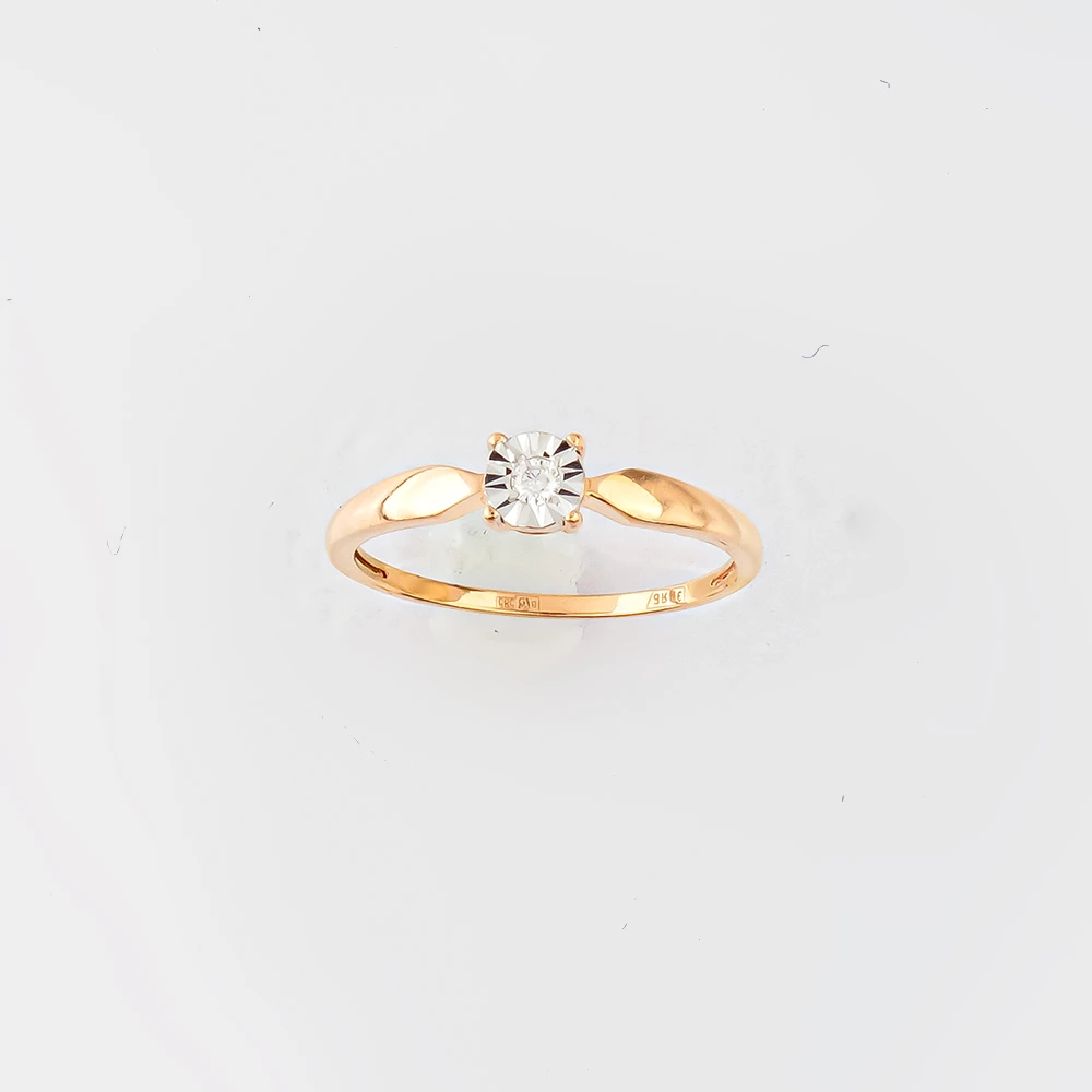 Кольцо с бриллиантом из красного золота 585 пробы