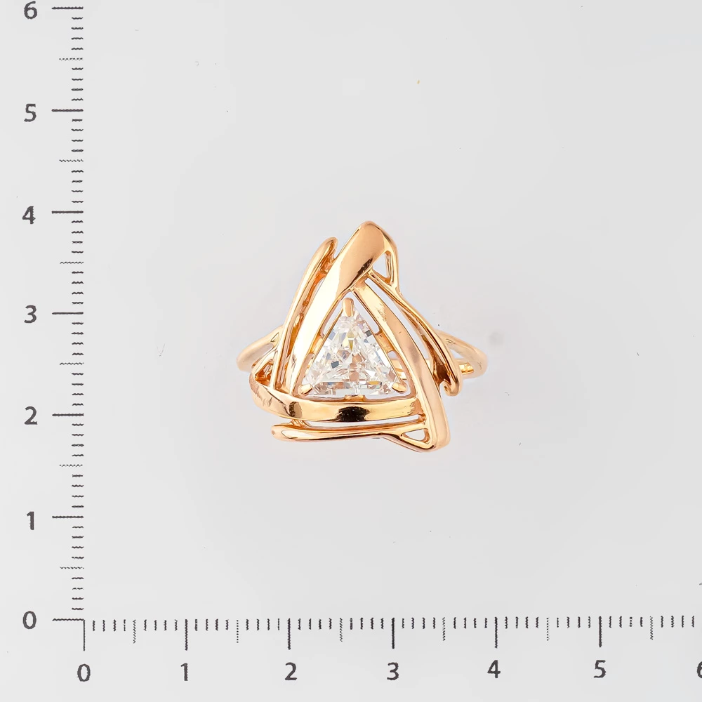 Кольцо с фианитом из красного золота 585 пробы