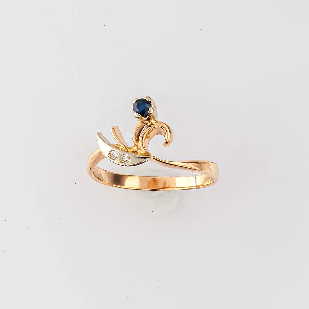 Кольцо с сапфиром из красного золота 585 пробы