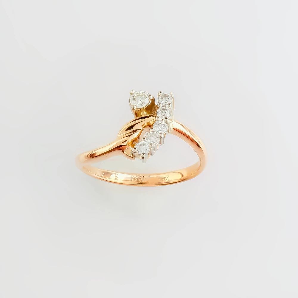 Кольцо с бриллиантом из красного золота 585 пробы