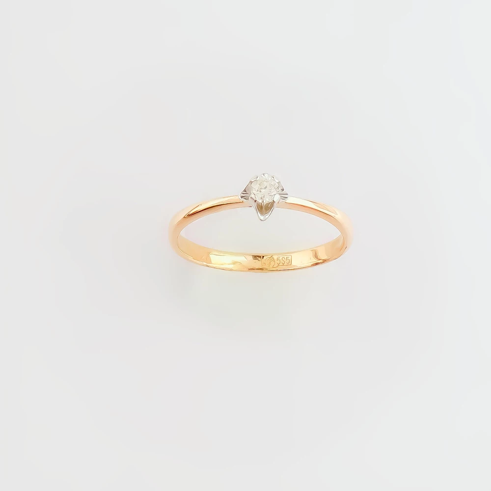 Кольцо с бриллиантом из красного золота 585 пробы