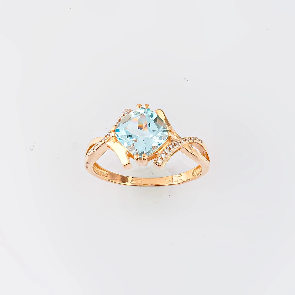 Кольцо с топазом из красного золота 585 пробы