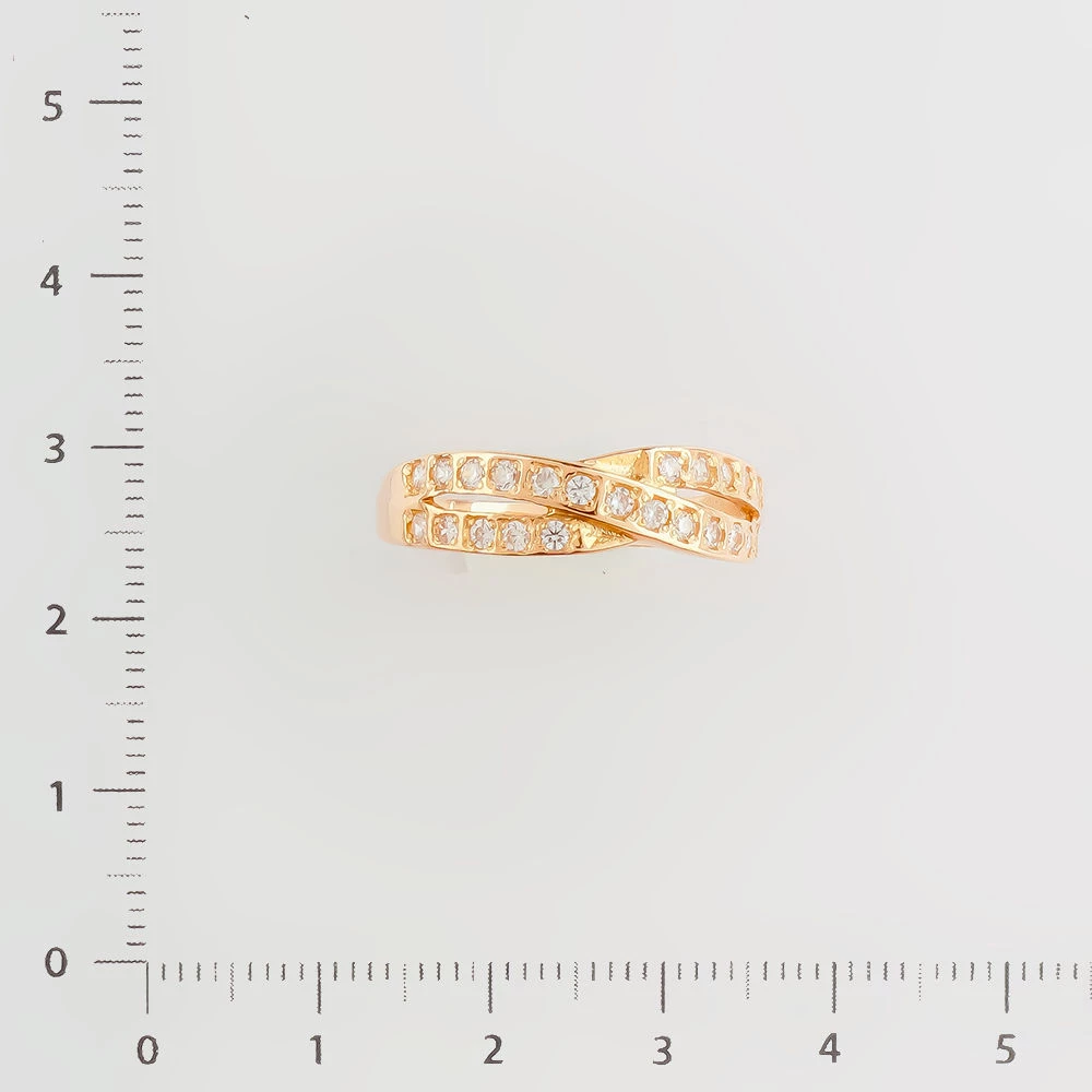 Кольцо с фианитом из красного золота 585 пробы