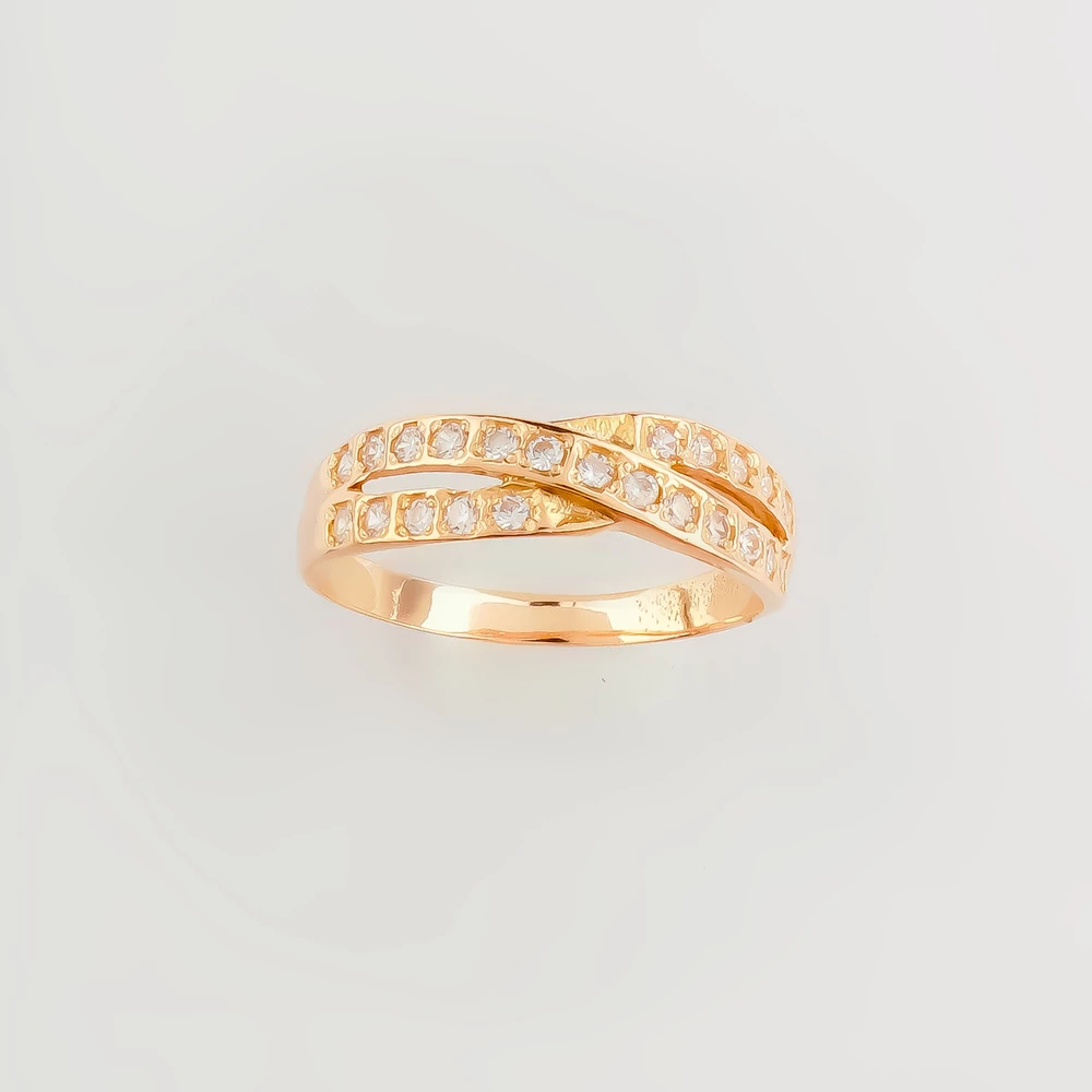 Кольцо с фианитом из красного золота 585 пробы