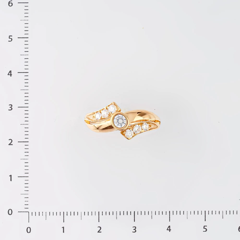 Кольцо с фианитом из красного золота 585 пробы