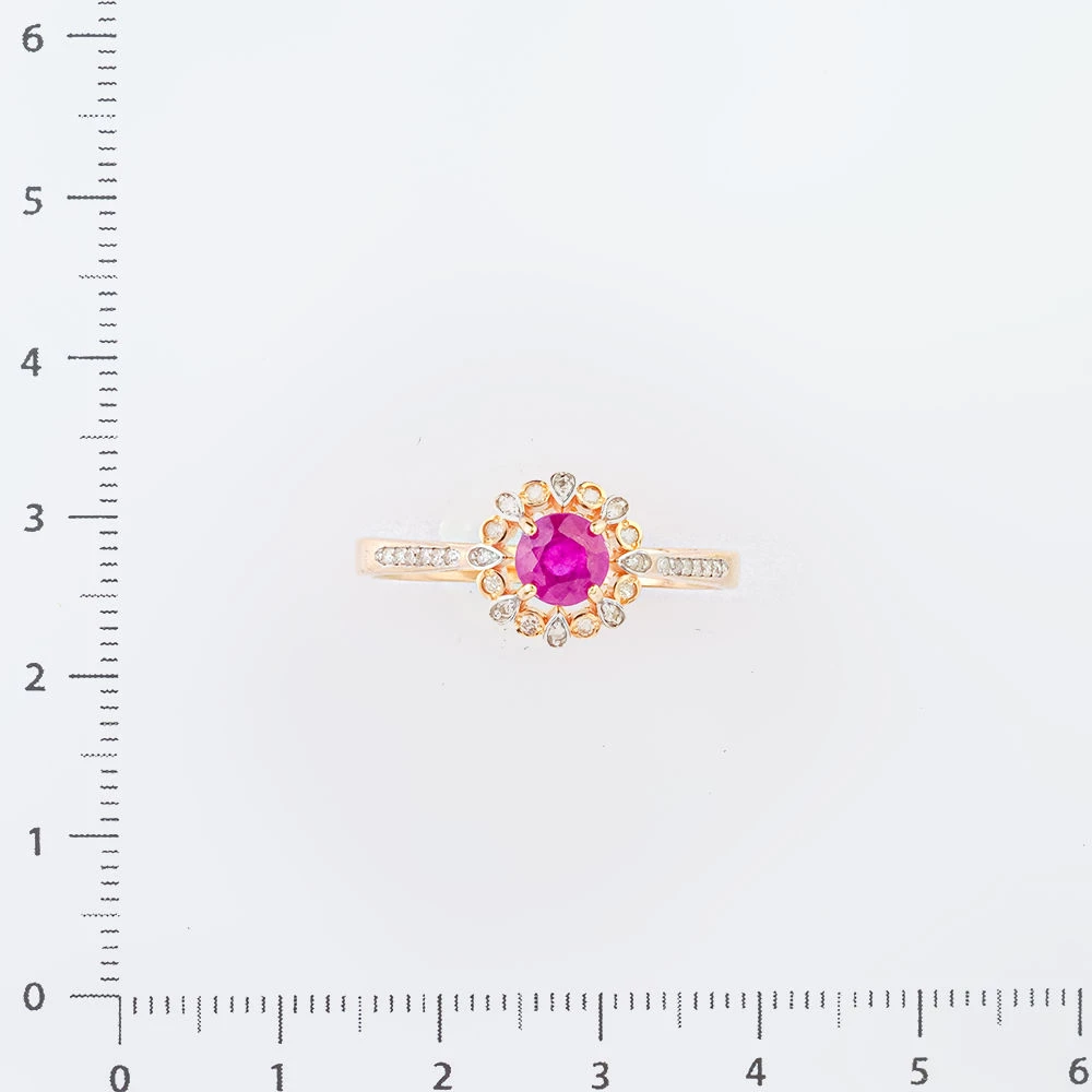 Кольцо с рубином из красного золота 585 пробы