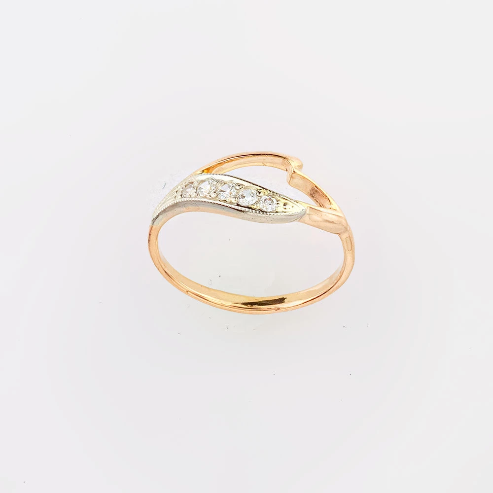 Кольцо с фианитом из красного золота 585 пробы