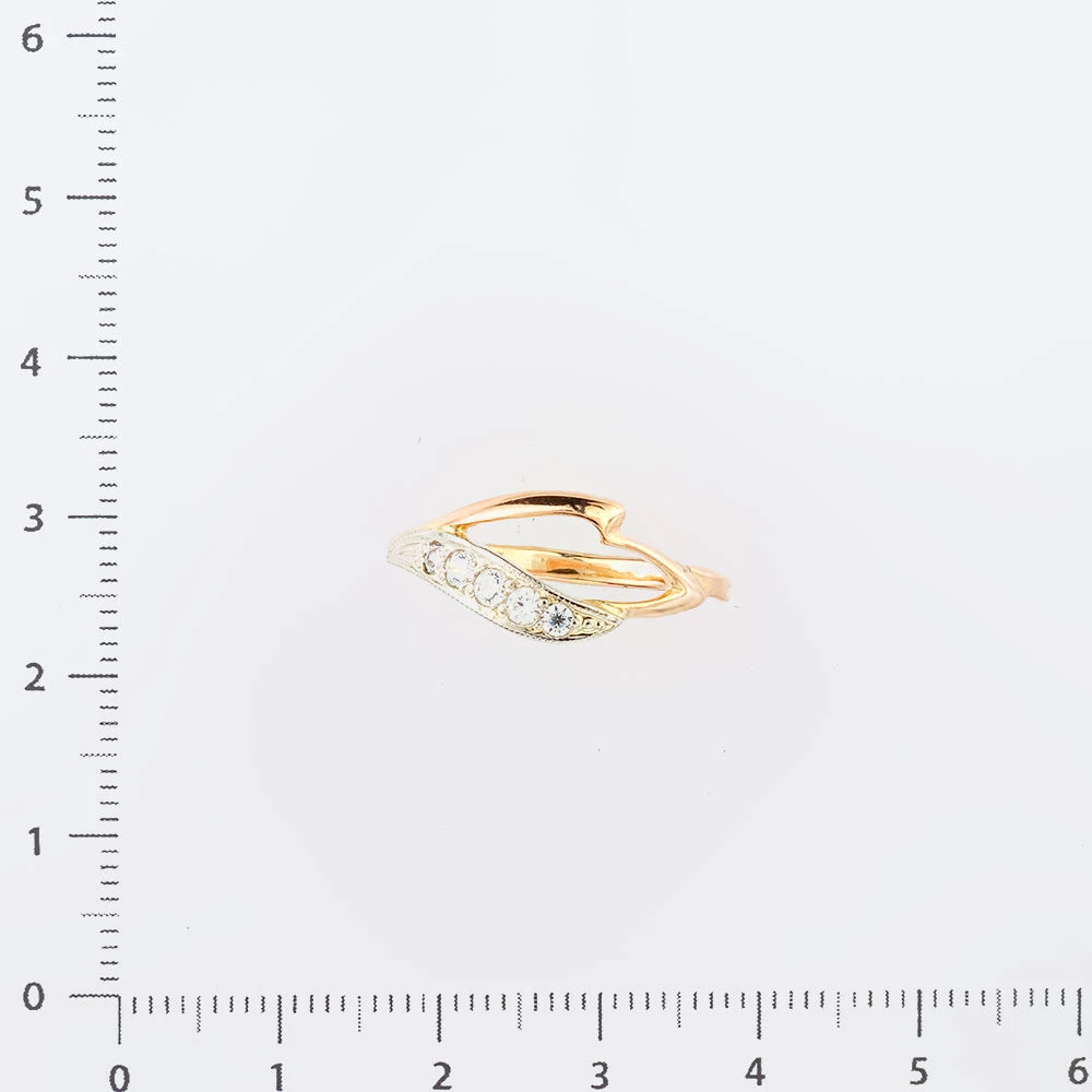 Кольцо с фианитом из красного золота 585 пробы