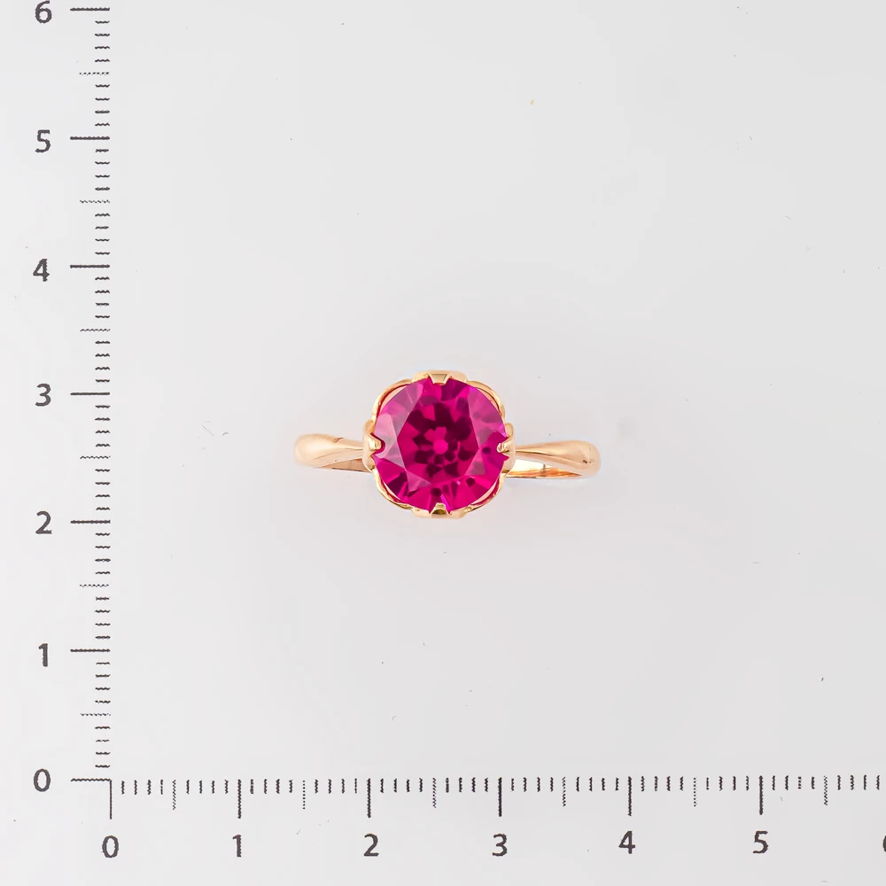 Кольцо с фианитом из красного золота 583 пробы