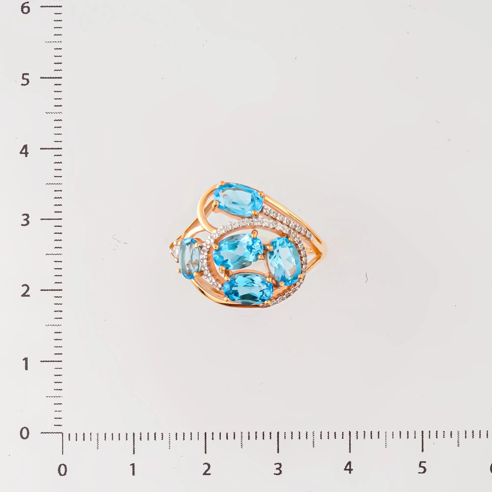 Кольцо с топазом из красного золота 585 пробы