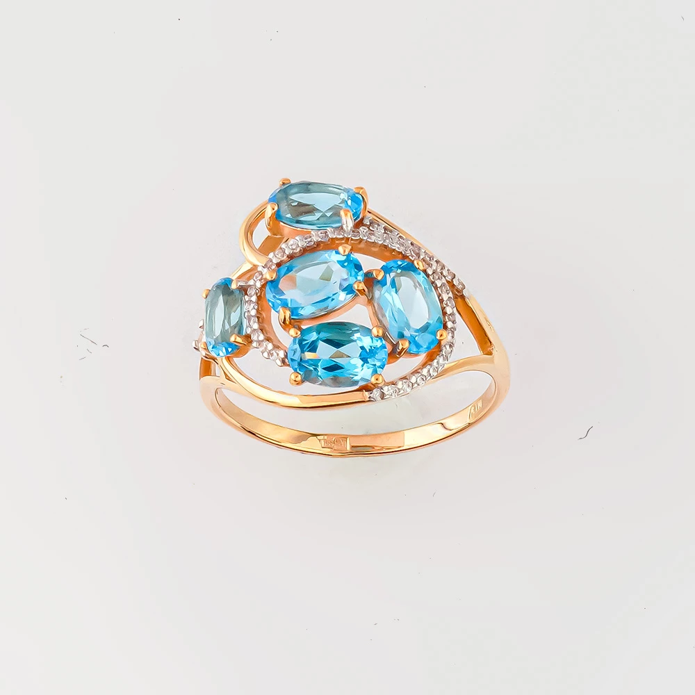 Кольцо с топазом из красного золота 585 пробы