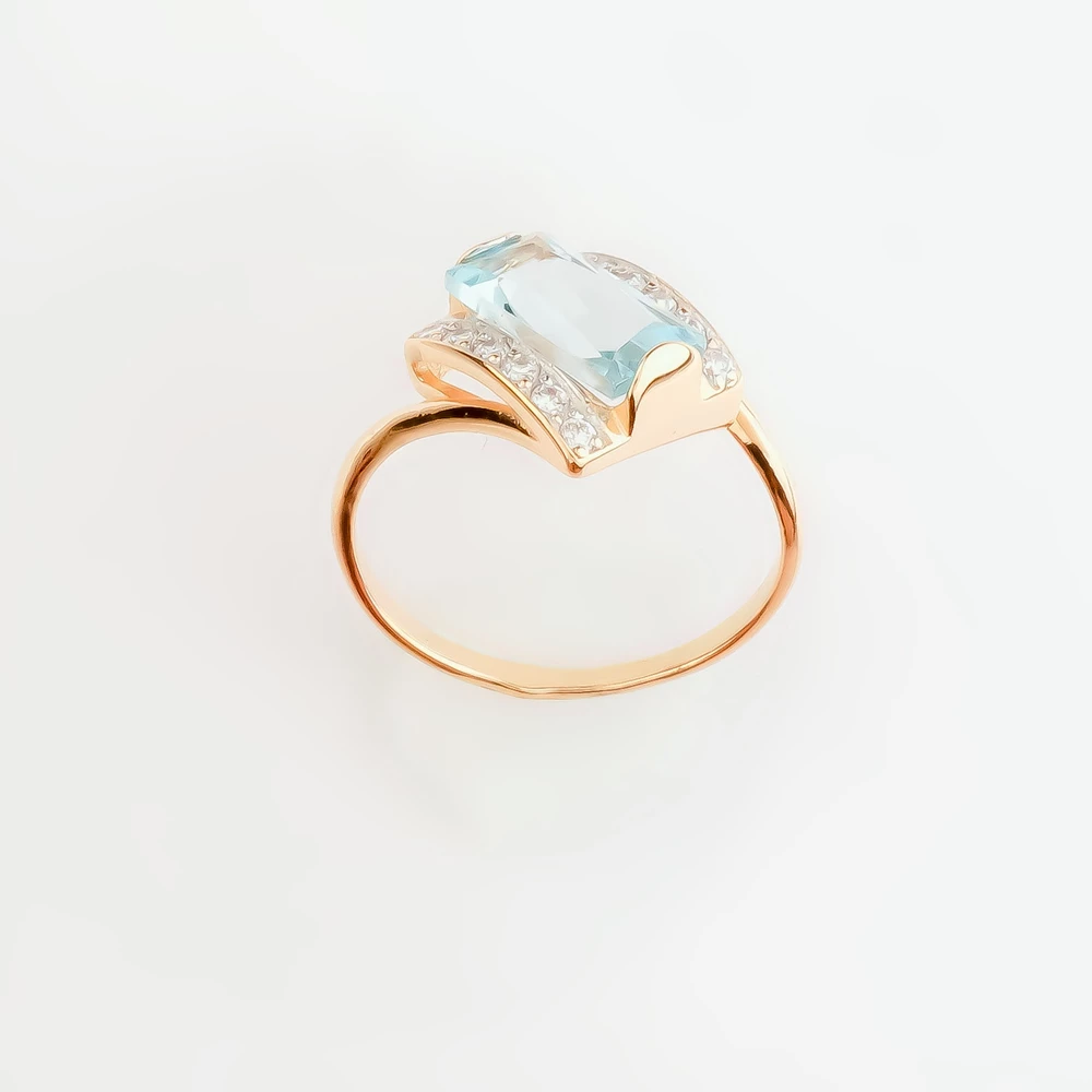 Кольцо с топазом из красного золота 585 пробы