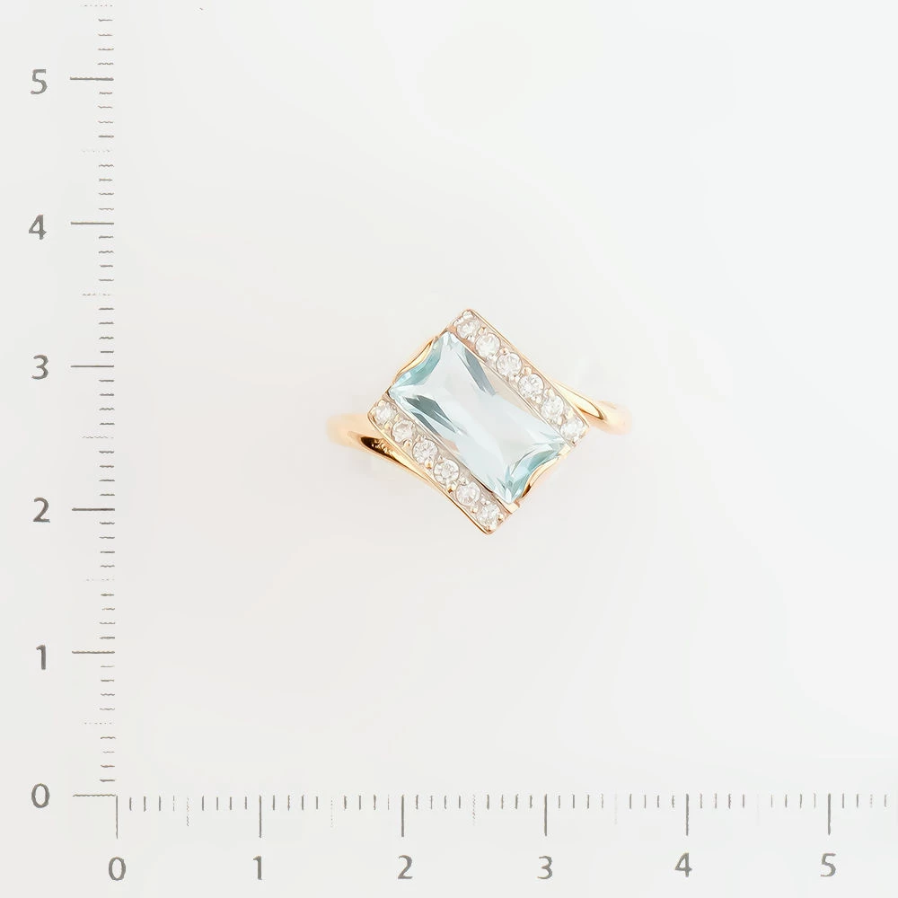 Кольцо с топазом из красного золота 585 пробы