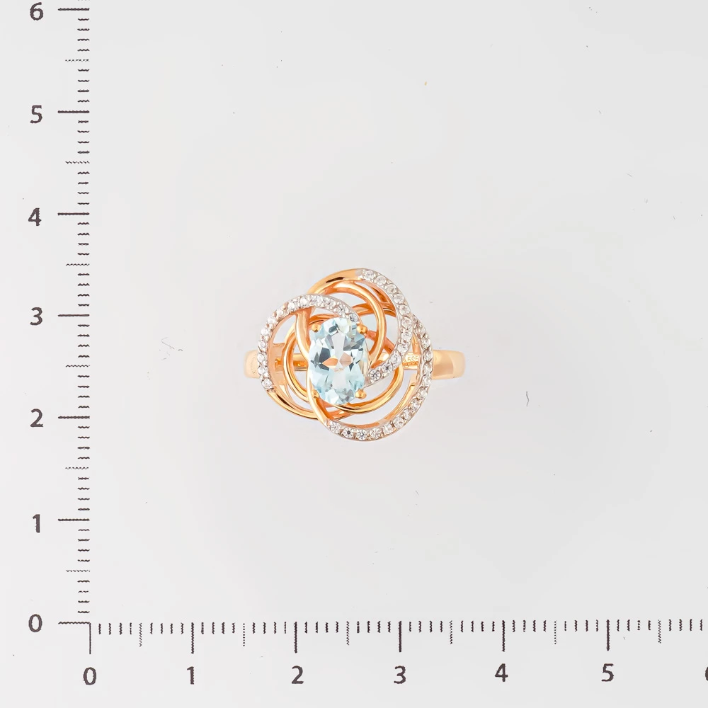 Кольцо с топазом из красного золота 585 пробы