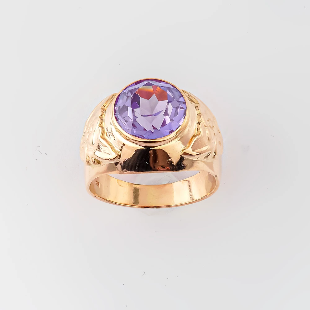 Кольцо с фианитом из красного золота 583 пробы