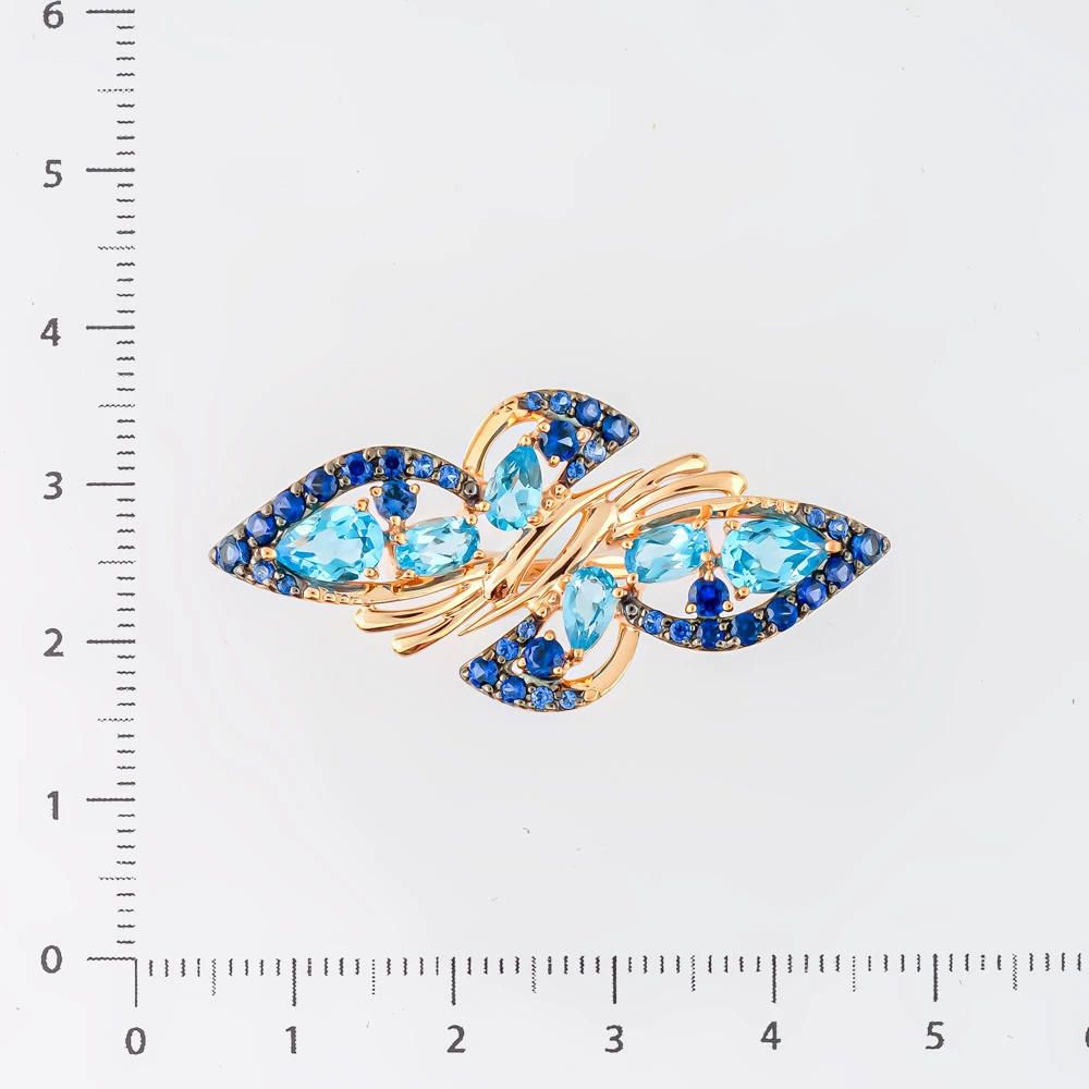 Кольцо с топазом из красного золота 585 пробы