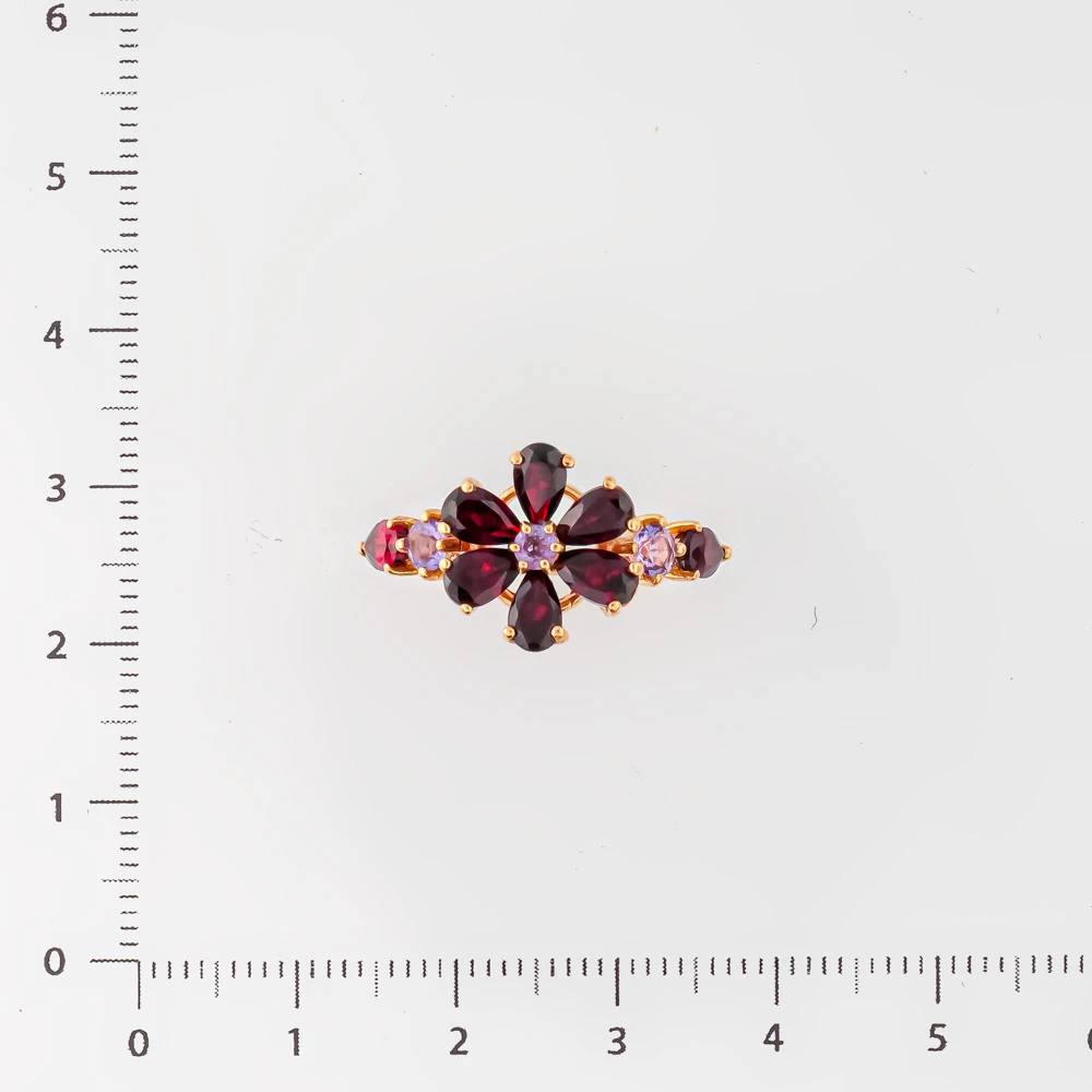 Кольцо с гранатом из красного золота 585 пробы