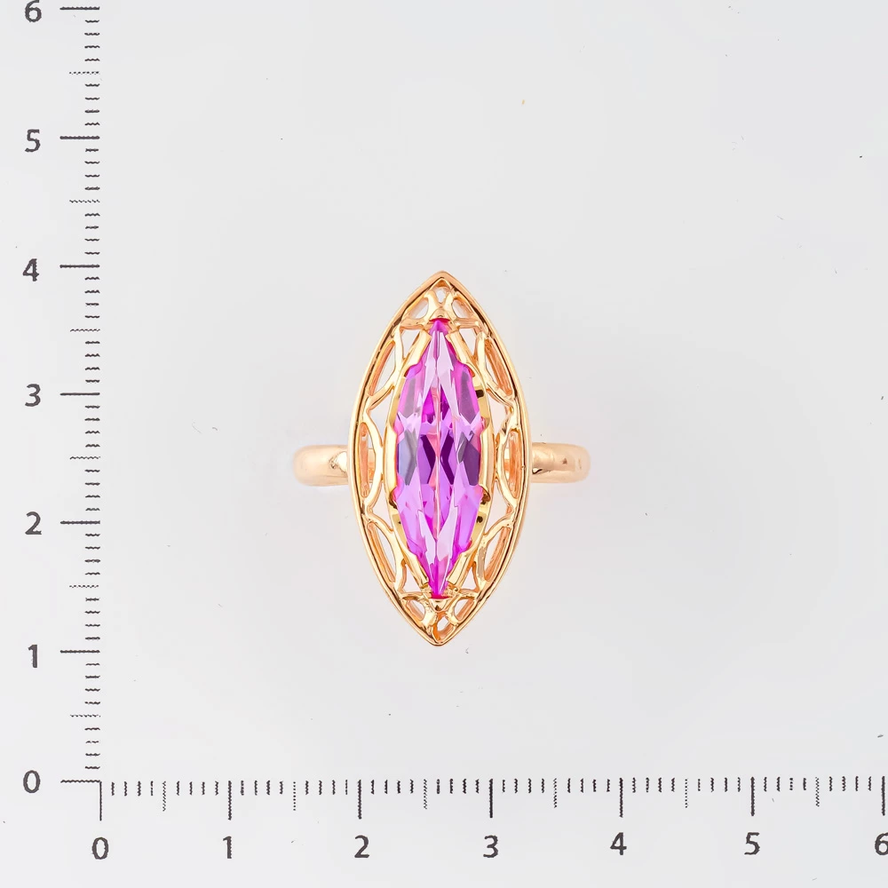 Кольцо с фианитом из красного золота 583 пробы